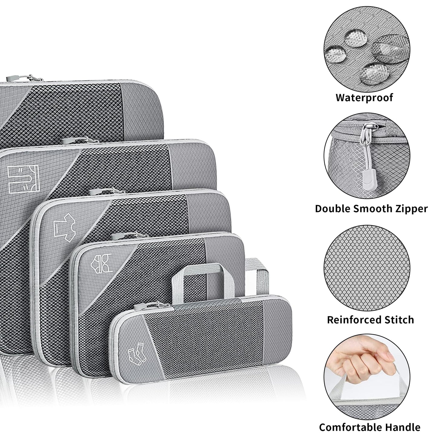 6 Set compression packing cubes travel accessories,Expandable Packing Organizers for Travel,Essentials Luggage Travel Bags,Packing Cubes for Suitcases, Cube Accessories for Women/Men