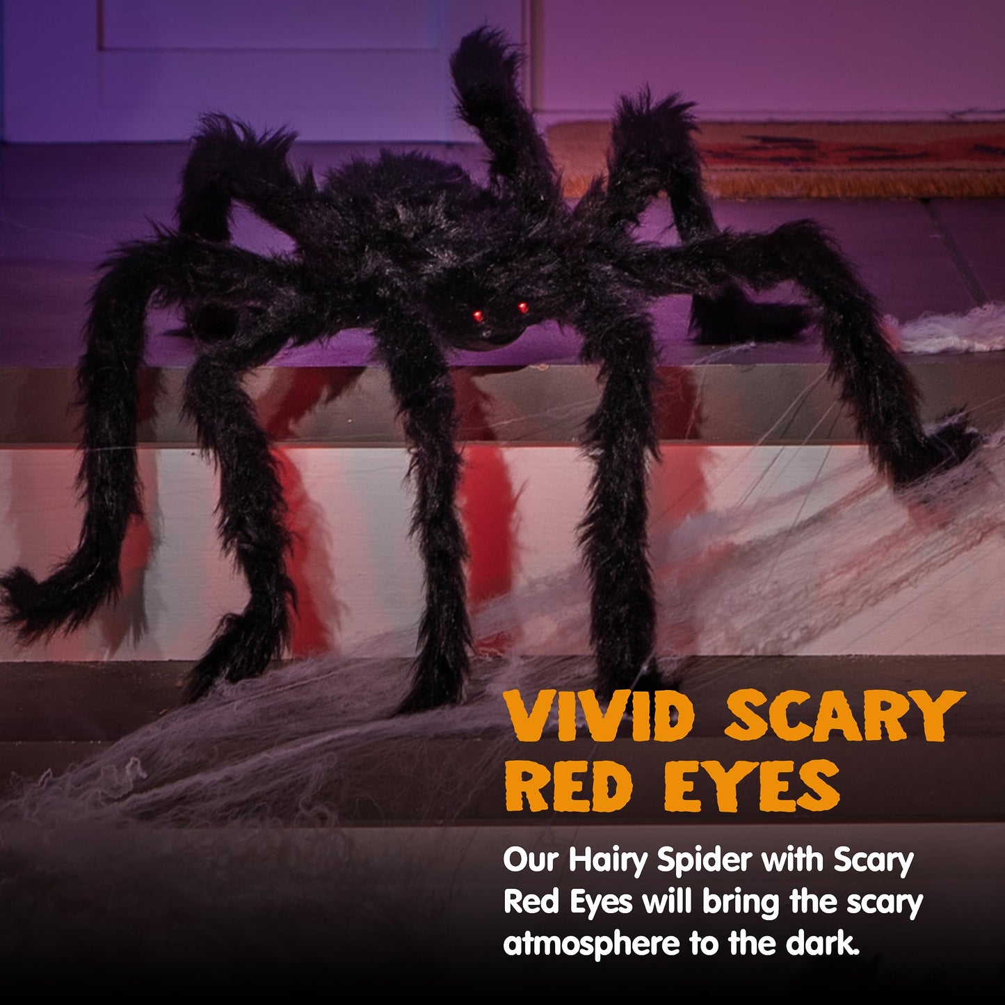 JOYIN 6.5ft Halloween Spider Outdoor Decorations, Scary Giant Large Spider Props for Halloween Outside Decor, Indoor Party Supplies and Yard Lawn Decoration, Black