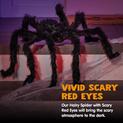 JOYIN 6.5ft Halloween Spider Outdoor Decorations, Scary Giant Large Spider Props for Halloween Outside Decor, Indoor Party Supplies and Yard Lawn Decoration, Black