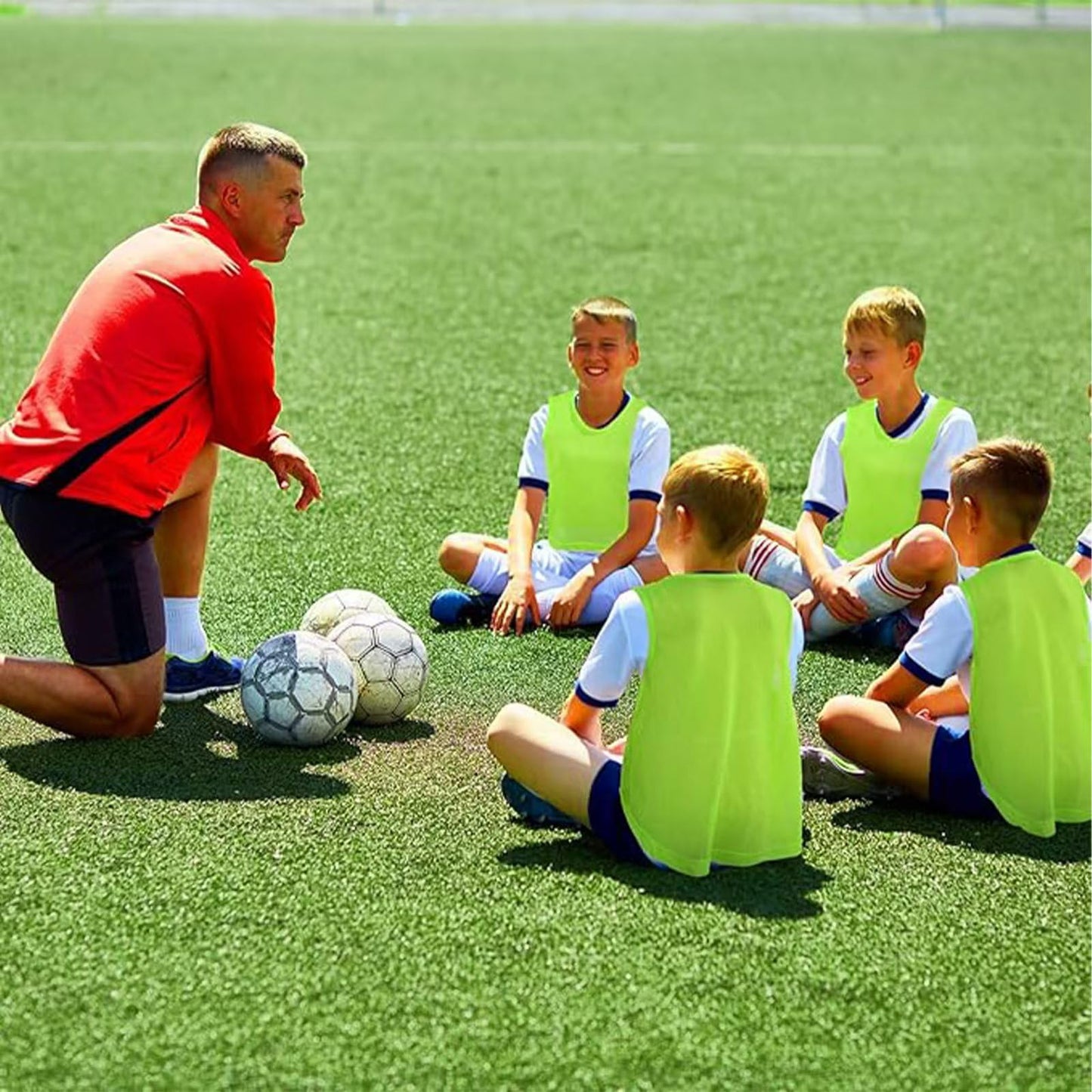 Mofech Mesh Scrimmage Pinnies 12 PCS Team Practice Pennies Youth Adult Training Sports Jerseys For Soccer Basketball Football Green