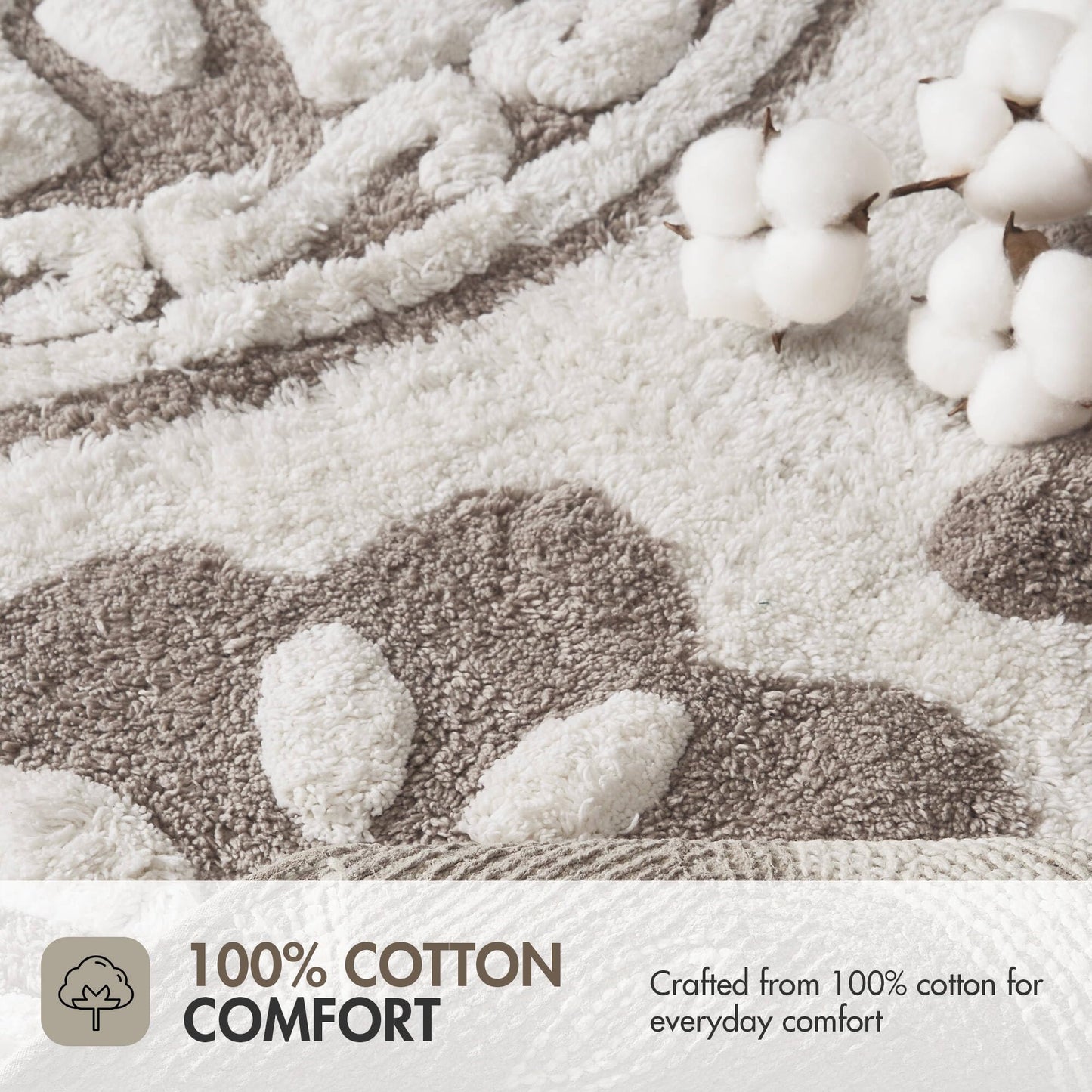 Madison Park Casablanca 100% Cotton Tufted Bathroom Rugs Luxurious Plush Medallion Floral Pattern Bath Mat Absorbent, Quick Dry, Spa Design Shower Room Décor, Round 25", Taupe