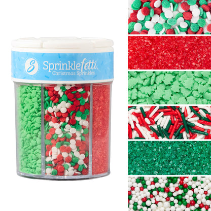 Sweets Indeed Valentines Sprinkles 6-Cell Jar | Heart Sprinkles, Red White Pink Jimmies & Sanding Sugar | Baking & Decorating | 6.45 ounces