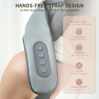 Breo N5 Mini Neck Massager with Heat, Electric Massager for Neck & Shoulder, Shiatsu Shoulder Massager