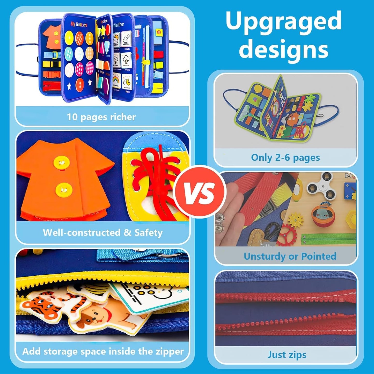 Busy Board, Montessori Toys for 1 2 3 Year Old - Toddler Toys for Ages 2-4 Boy Birthday Gift, Busy Book for toddlers 1-3, Toddler Learning Activities, Educational Learning Toy for Airplane Car Travel