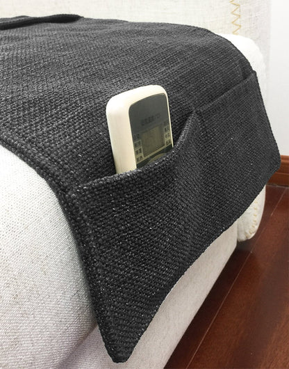 Anti-Slip Couch Sofa Armrest Organiser Chair Bedside Storage Pocket TV Remote Holder Bed Storage Pocket Bag for Cellphone Notepad Book Magazines Holder Pouch (#C1-Dark Grey (Dual Pockets on each end))