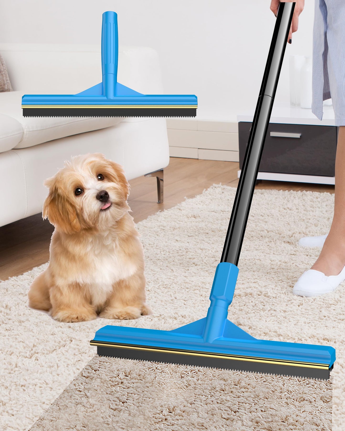 Carpet Rake for Pet Hair Removal,Adjustable Handle Carpet Rake Cat Dog Hair Remover,Reusable Carpet Scraper Dog Cat Deep Hair Cleaner Remover Tool for Rugs, Mats, Couch, Furniture (57'' Extra Large)