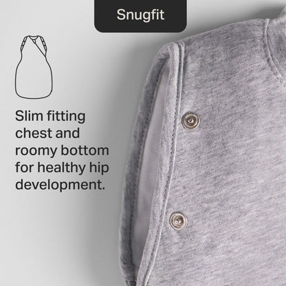 Tommee Tippee Swaddle Bag for Newborns, 0-3m, 2.5 Tog for 16-20°C, Sky Grey Marl Sleeping Bag, Soft Cotton-Rich Fabric, Healthy Hip Development Design, Bottom to Top Zip