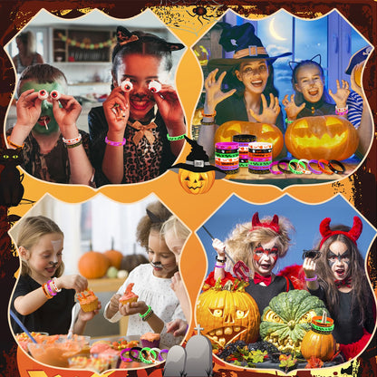 JUNEBRUSHS 42pcs Halloween Party Favors Silicone Bracelets Rubber Wristbands for Halloween Party Decorations Accessories Trick or Treat Goodie Bag Stuffers Fillers Supplies(7 Designs)