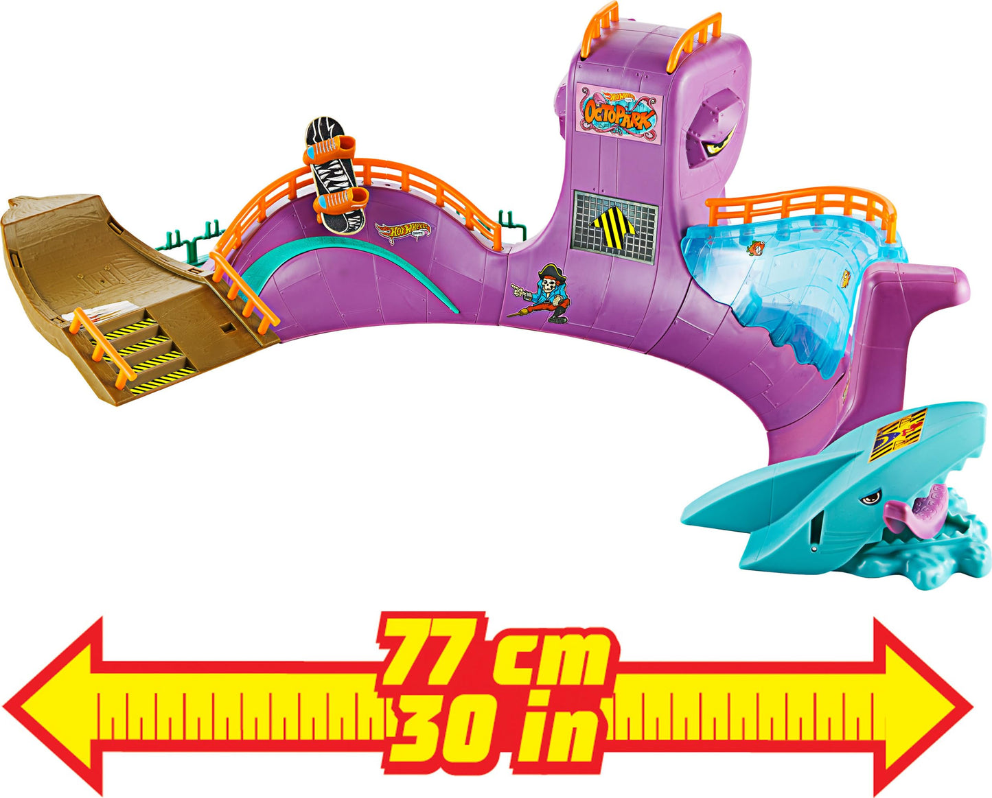 Hot Wheels Skate Octopark Playset, With Exclusive Finger Skateboard and Pair of Removable Skate Shoes, Toy Storage for Boards and Shoes, HMK01