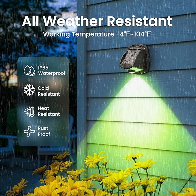 SOLPEX Solar Lights Outdoor Waterproof IP65, Solar Stair Lights Outdoor for Fence, Deck, Step, RGB Multicolor LED 11 Lighting Modes House Wall Light for Porch, Backyard, Fence, Garden Decor-12 Pack