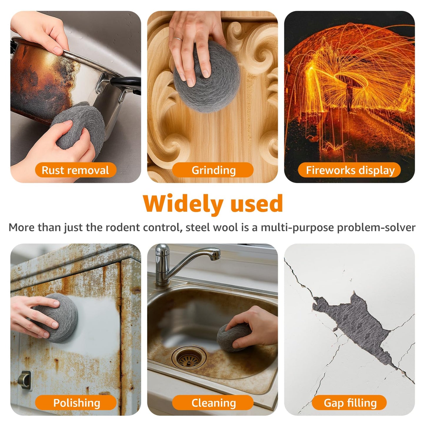 PICK FOR LIFE Steel Wool Mice Blocker 2 Pack 0000 Coarse Wire Wool Mice for Cleaning Rodent Control Gap Hole Filler Keep Rodent Rat Insect Pest out for Attic Garden Kitchen Garage with Gloves(3m/Roll)