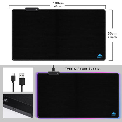 Cacoy 40" x 20" RGB Mouse Pad XXL, Extended Desk Mat with Smooth Surface and 9 Lighting Effects, LED Lighting Desk Pad with Stitched Edges and Non-Slip Rubber Base, Gaming Computer Mouse Mat, Black
