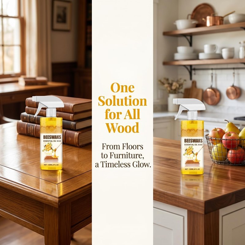 HengPuJiang Beeswax Wood Polish Spray, Natural Beeswax & Beewax Furniture Cleaner, Spray Wax for Wood - 2026 Multi-Purpose Care and Restorer for Floors, Cabinets, Furniture (2PCS)