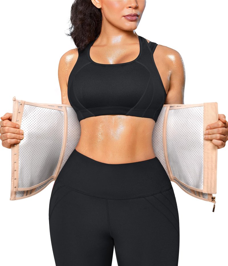 Junlan Sweat Waist Trainer for Women - Corset Sweat Band for Working Out(Beige,Large)