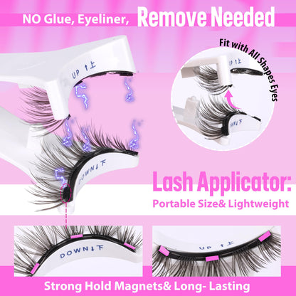 JIMIRE Magnetic Eyelashes Natural Look 2 Pairs Cat Eye Magnetic Lashes with Applicator Reusable Magnetic Eyelashes No Glue Needed Magnetic Lashes without Eyeliner Demi-Wispies Eyelashes Easy to Apply
