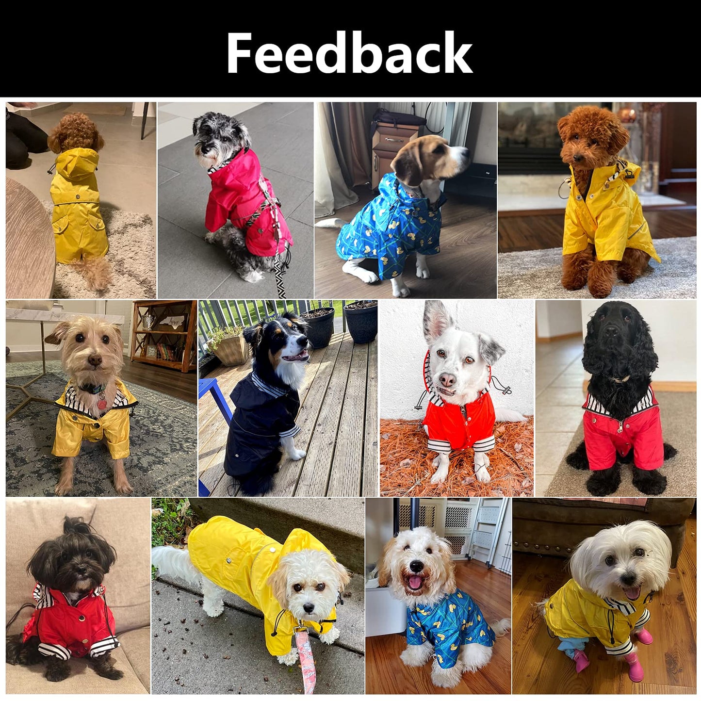 Morezi Dog Zip Up Raincoat with Reflective Buttons, Rain/Water Resistant, Adjustable Drawstring, Removable Hood, Raincoats with Legs 4kg to 36kg Available - Yellow - M