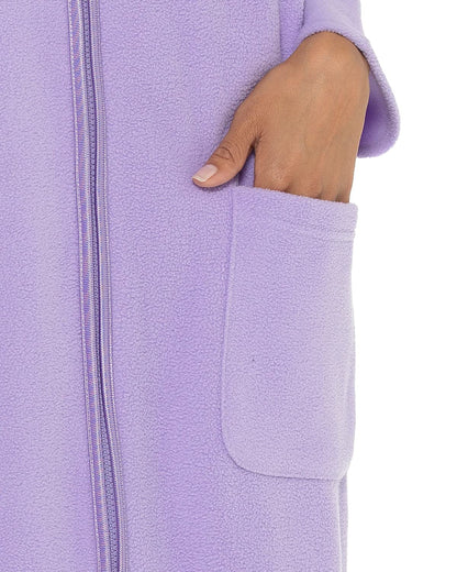 Undercover Ladies Zipped Soft Fleece Dressing Gown LN730 Lilac 14-16