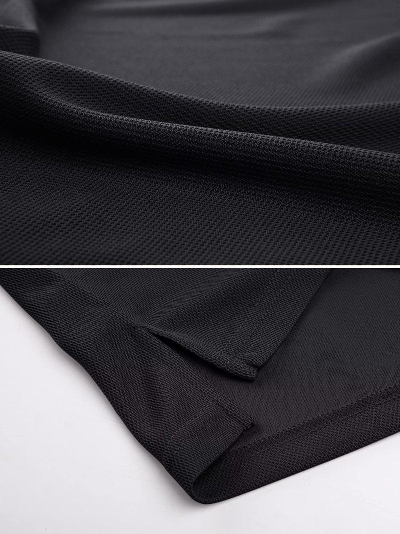 MAGCOMSEN Mens Black Polo Shirts Short Sleeve Golf Shirts Pique Polo Combat Shirt Tactical Shirt M