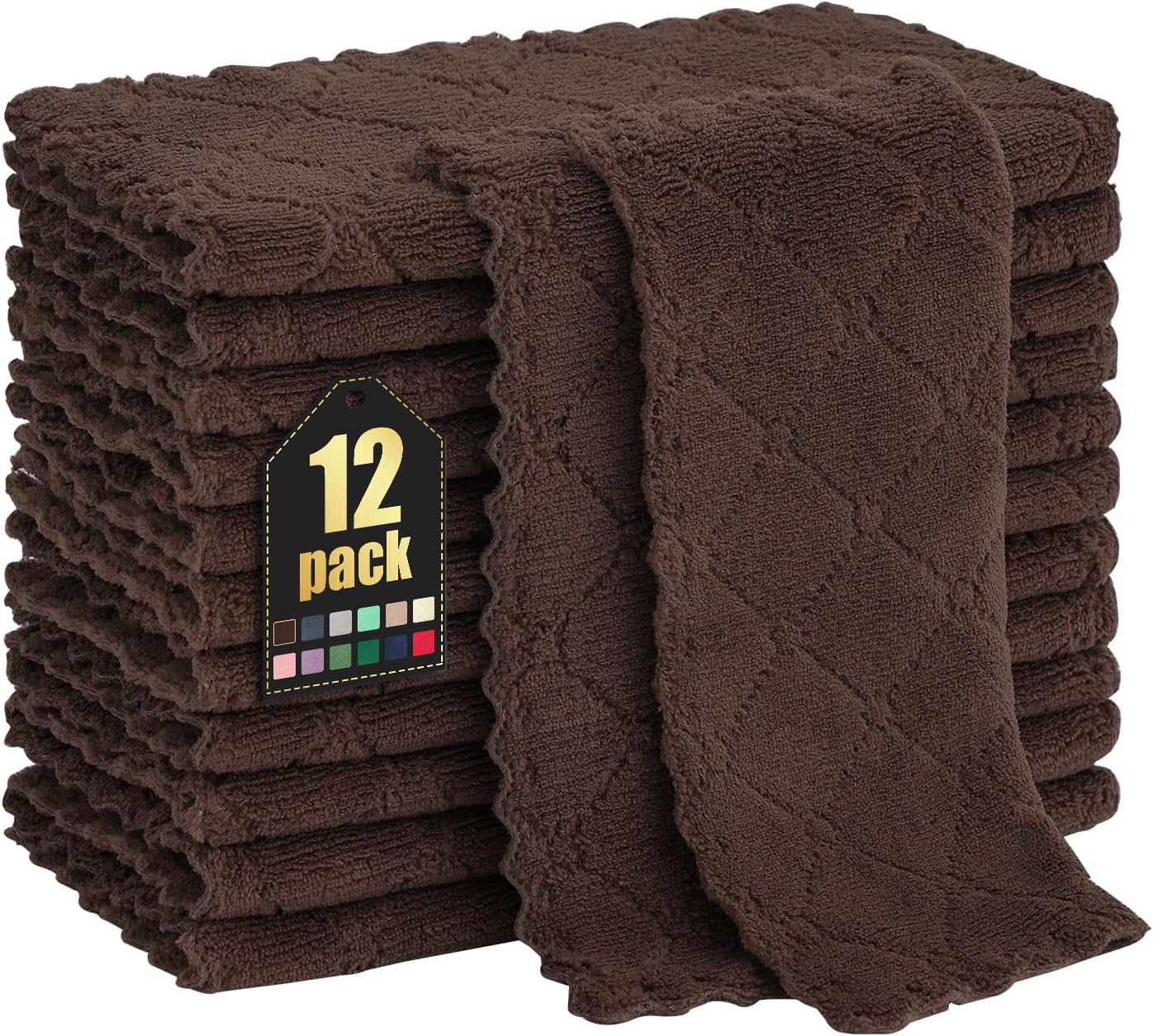 Homaxy 12 Pack Kitchen Dish Cloths (10 x 10 Inches, Grey), Super Soft and Absorbent Coral Velvet Dish Towels, Nonstick Oil Fast Drying Microfiber Cleaning Cloth, No Lint Household Dishcloths