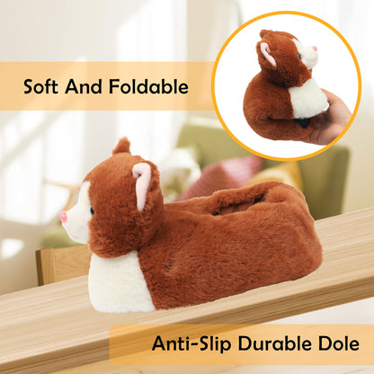 Aopuro Women Brown Cat Animal Slippers Cute Soft Plush House Shoes Fluffy Warm Slippers Cartoon Novelty Bedroom Gifts for Birthday Christmas