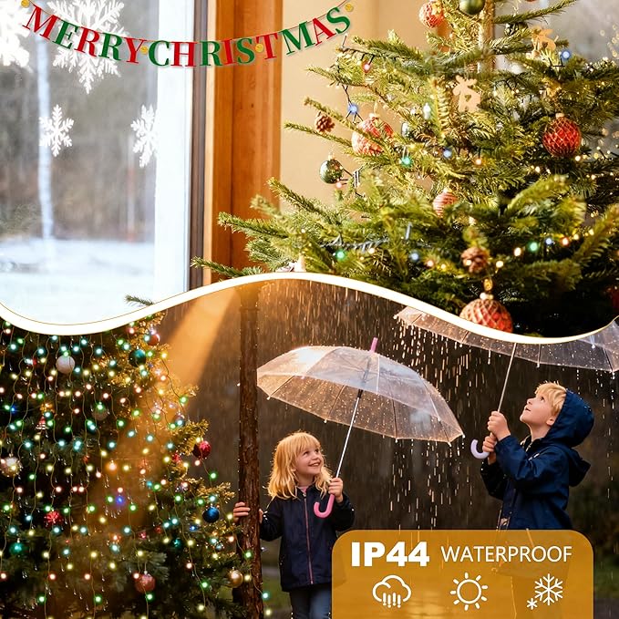 Christmas Tree Lights - 480 LEDs 9.8FT x 16 String Lights with Memory Function & 8 Modes, Fairy Lights with Remote Control & Timer for Christmas Tree Decorations - Multicolor