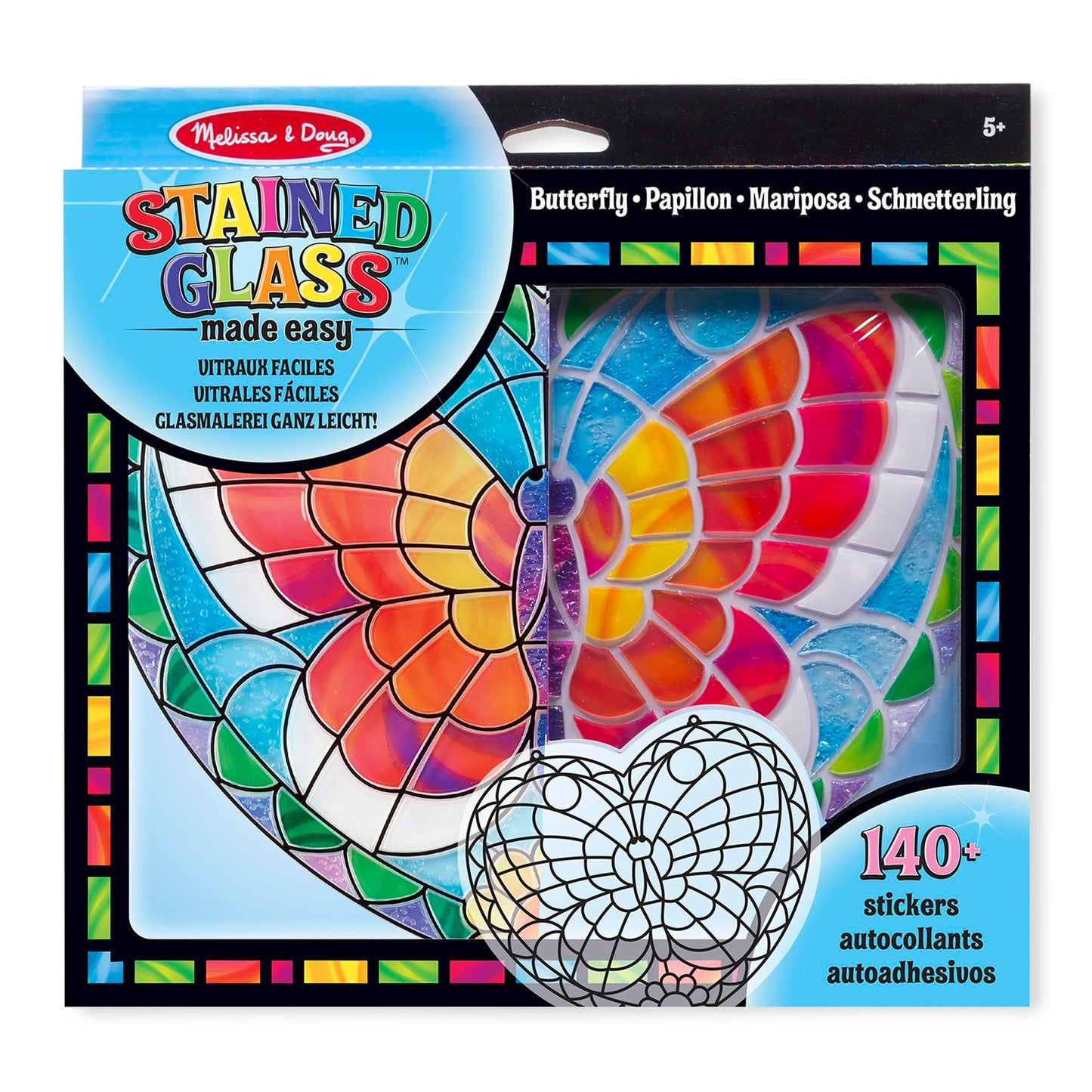 Melissa & Doug Stained Glass Butterfly Kit| Arts and Crafts for Children Age 5+ | Kids Activity Window Art Kit | Mess Free Activity | Gifts for Boys & Girls
