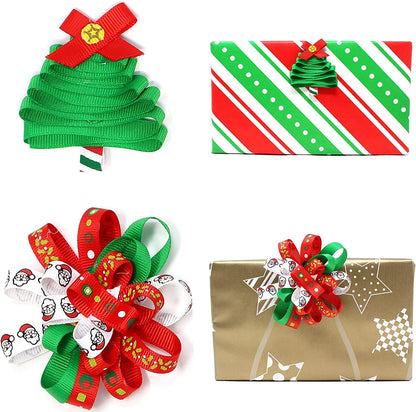 Joiedomi 18Pcs Christmas Ribbons, 90 Yard Grosgrain Satin Fabric Ribbons for Christmas Box Wrapping, Hair Bow Clips, Gift Bows, Craft, Sewing, Wedding (18PCS One-Size)