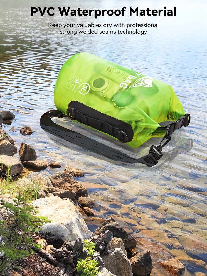 HEETA Dry Bag Waterproof for Women Men, Roll Top Lightweight Dry Storage Bag Backpack with Phone Case for Travel Swimming Boating Kayaking Paddle Board Camping Beach Accessories (Lemon Green, 10L)