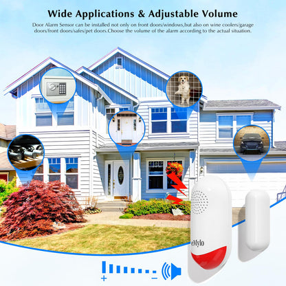 Chatthen eMylo Door Alarm, 120dB Door Alarms When Opened, WiFi Door Sensor with Alarm Light, Compatible with Smart Life app and Tuya Smart, Alarms for Home Kids Safety, 1 Pack, CSAF869