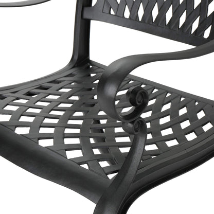 Christopher Knight Home Hallandale Outdoor Cast Aluminum Chairs, 2-Pcs Set, Antique Matte Black