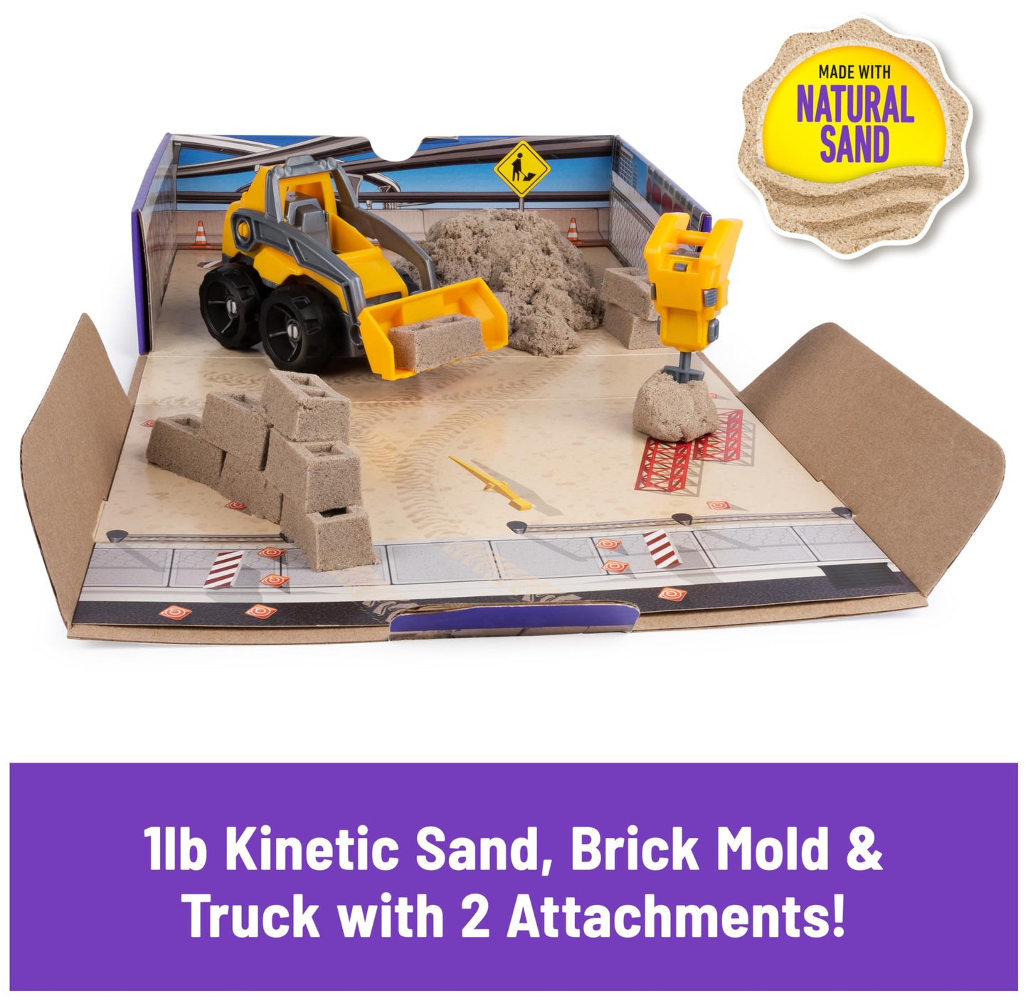 Kinetic Sand, Dig & Demolish Truck Playset with 453 g of Kinetic Sand, for Kids Aged 3 and Up