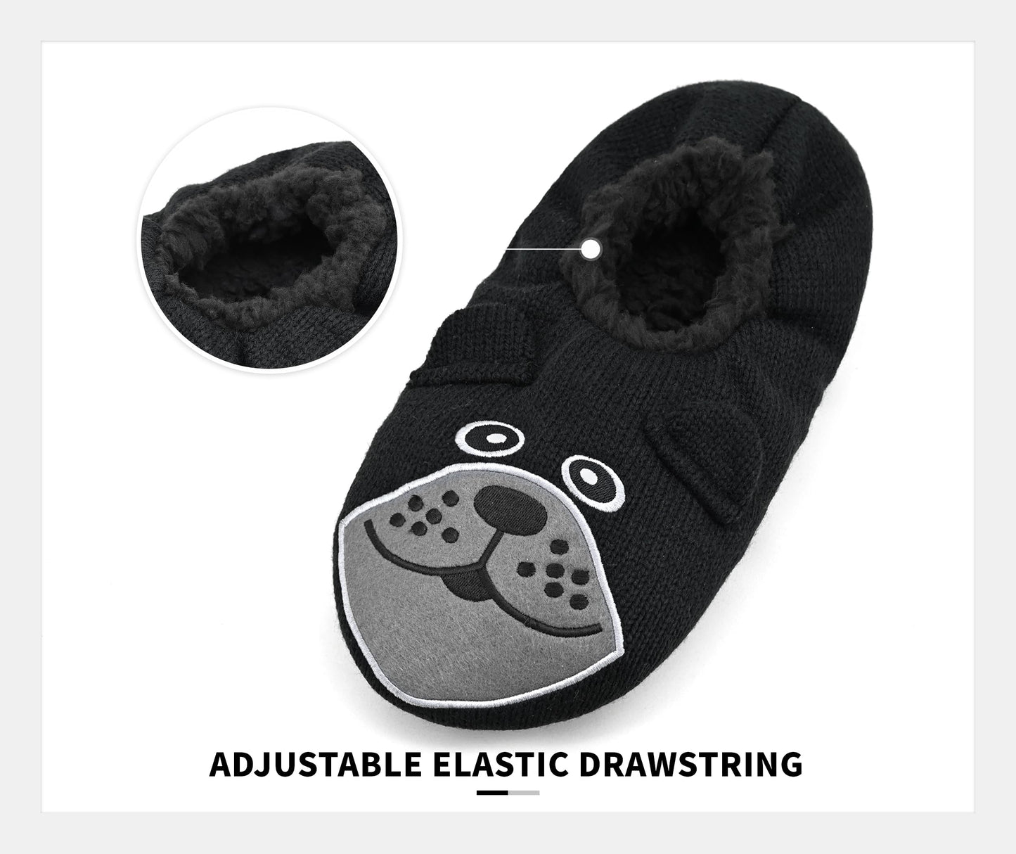 Panda Bros Slipper Socks for Men, Mens Slipper Socks with Non Skid Bottoms, Cozy Animal House Slippers