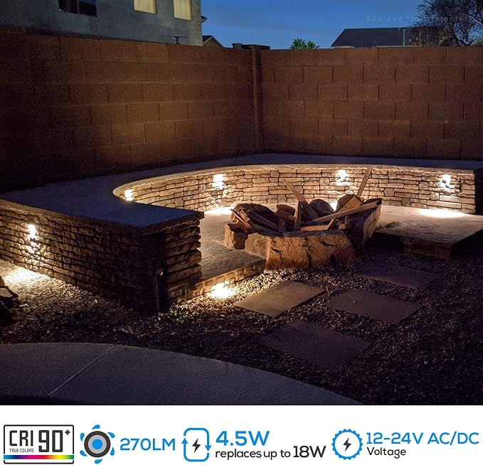 LEONLITE 5CCT 7 Inch LED Hardscape Lighting Swivel, 2200K/2700K/3000K/4000K/5000K Selectable, Retaining Wall Light, 12V AC/DC, 4.5W, Low Voltage Hardscape, Hardscape Paver Light, ETL Listed, Pack of 4