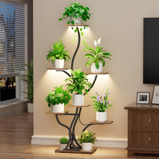 Plant Stand Indoor with Grow Lights - 59" Tall Plant Shelf Indoor, 7 Tiered Corner Plant Stands for Pots Plants Multiple, Metal Large Flower Holder Display Rack for Living Room, Home Decor Patio