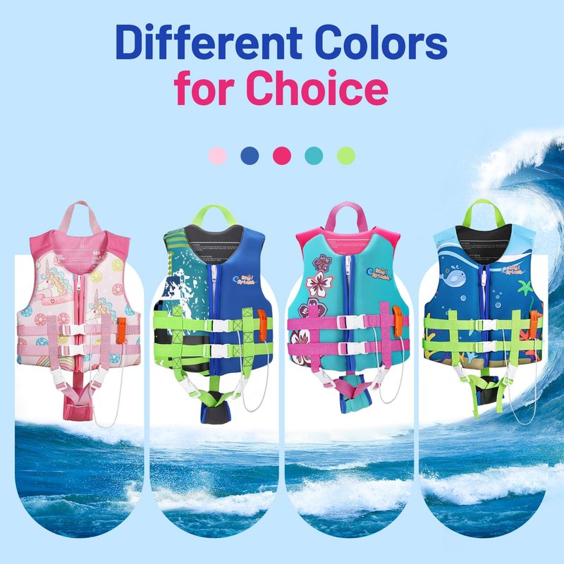 HeySplash Toddler Swim Vest, Kids Swimming Jacket Toddler Floaties with Adjustable Strap, Float Jacket for Puddle Pool Jumper, Beach, Boating, Learn to Swim Aid Fits 6-9Years/50-80Lbs, Lake Blue