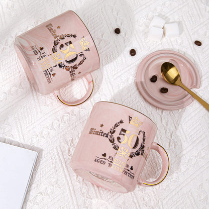 Best Friend Birthday Gifts for Women, Friendship Gifts for Women, Unique Birthday Valentines Day Gift Ideas for Her, Friends Female, Besties, BFF Ceramic Marble Coffee Mug Gift Box Printed Gold 14 oz