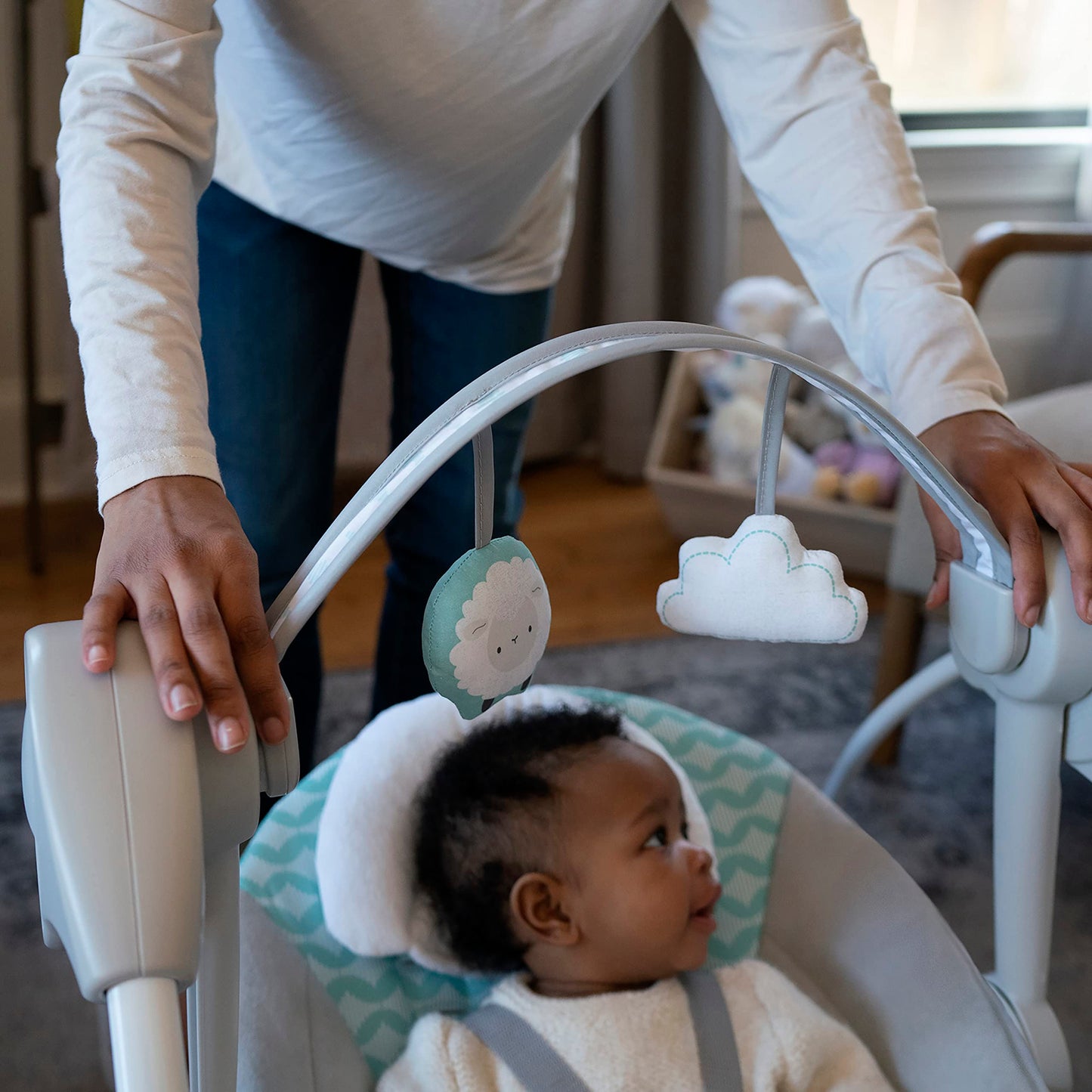 Ingenuity: ity by Ingenuity Swingity Swing Easy-Fold Portable Baby Swing, 0-9 Months Up to 20 lbs (Goji)