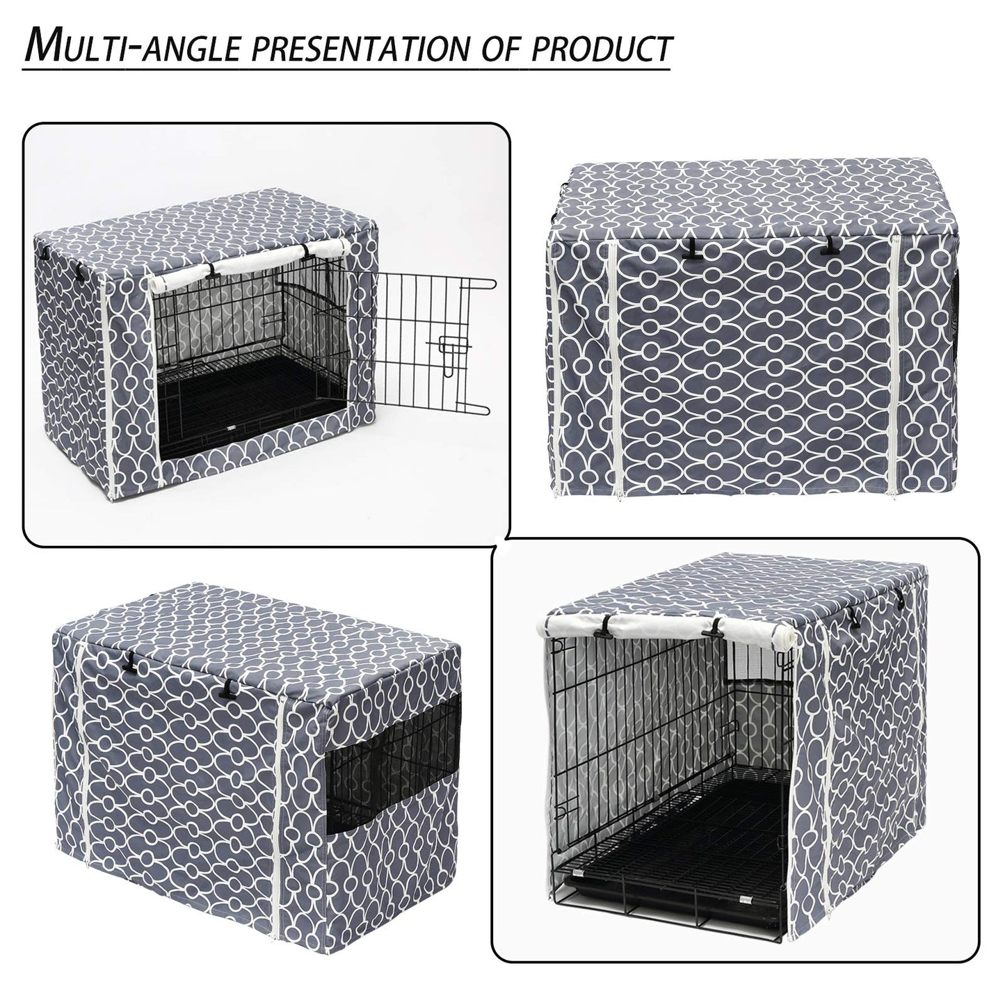 Dog Crate Cover Durable Polyester Pet Kennel Cover Universal Fit for Wire Dog Crate - Fits Most inch Dog Crates - Cover only-Gray-30