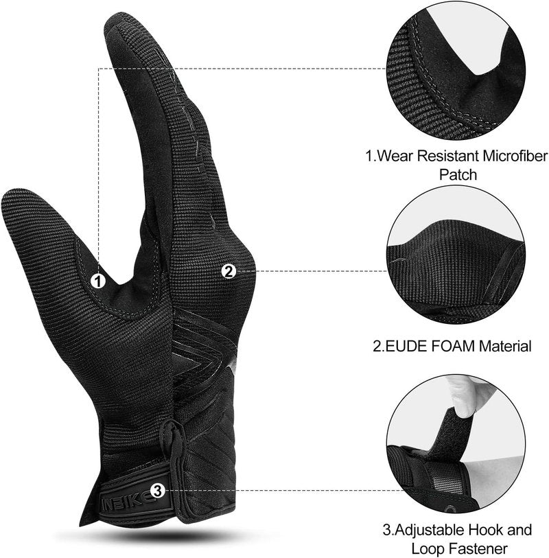 Breathable Mesh Motorcycle Gloves - Touchscreen with TPR Palm Pad & Hard Knuckles