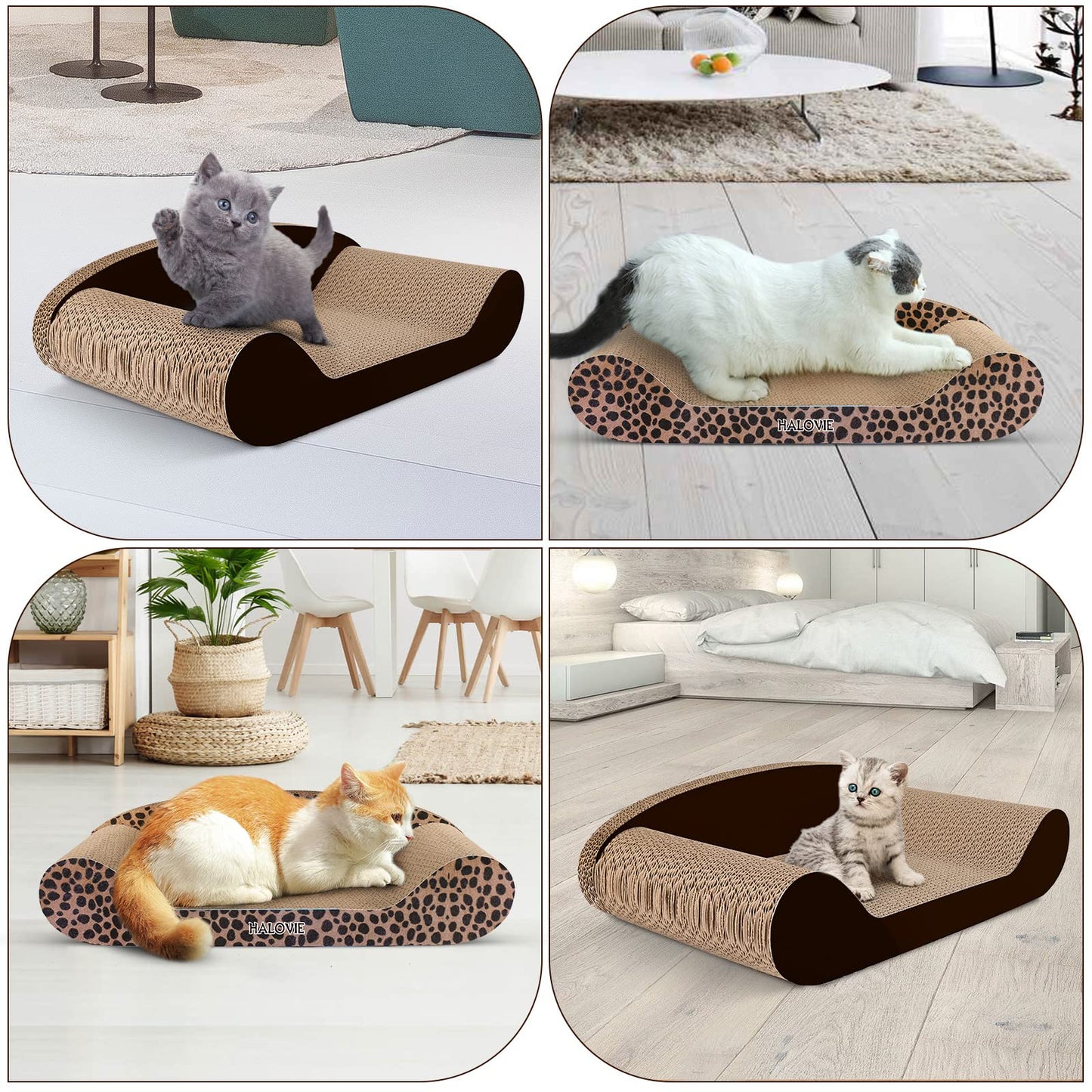 HALOVIE Large Size Cat Scratcher Bed, 20 Inch Cat Scratch Pad Cardboard Sofa Kitten Scratching Board Lounge Couch for Indoor Cats