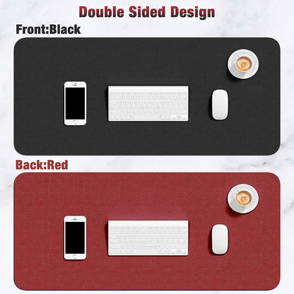 Hsurbtra Desk Pad, 31.5" x 15.7" Dual Side PU Leather Desk Mat, Waterproof Non-Slip Desktop Blotter Protector, Large Mouse Pad for Laptop Keyboard Office Home, Black and Red