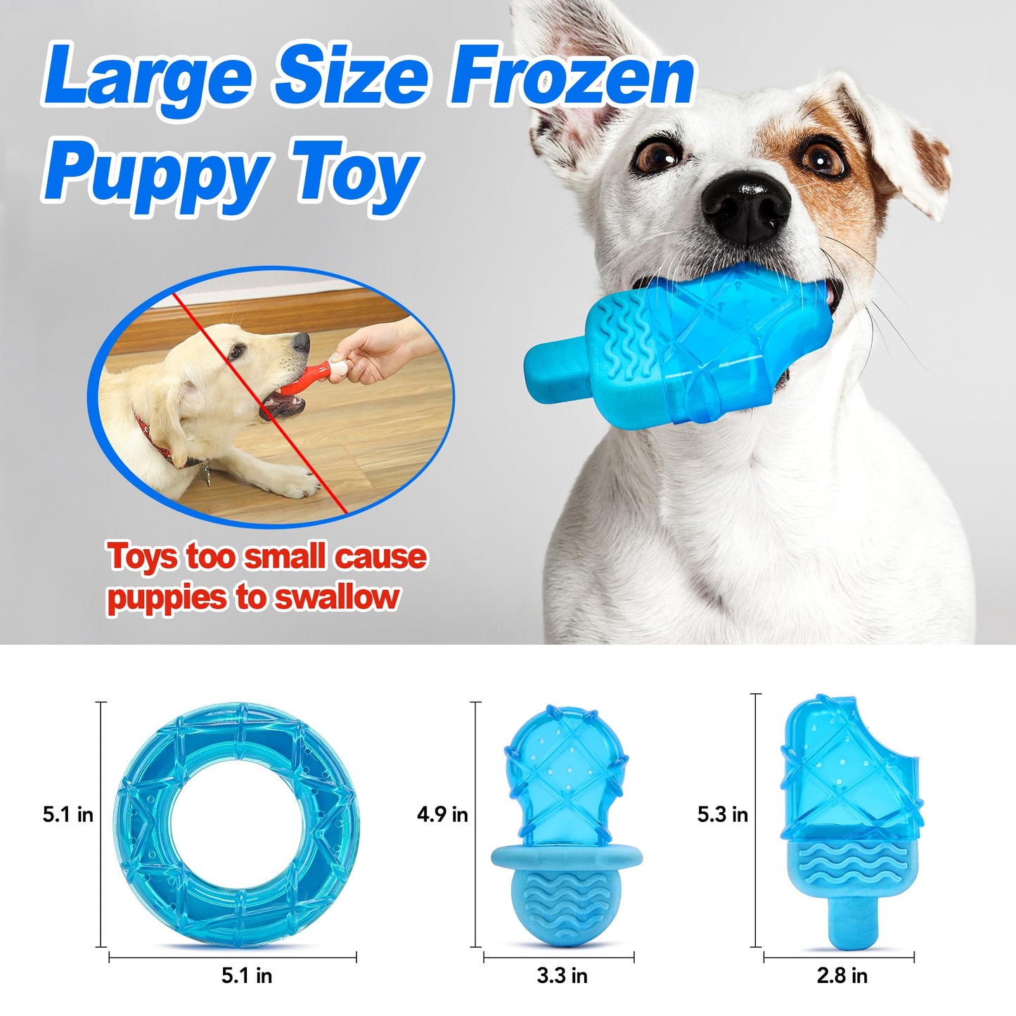 ADDPETS 3 Pack Puppy Teething Toys Freezables Relieve Teething Pain and Itching,Large Capacity Frozen Puppy Toys for Teething with Long Lasting Freezing Effects.Fillable Puppy Teething Rings