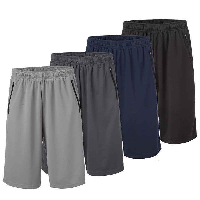 Essential Elements Men’s Athletic Shorts 4 Pack – Quick-Dry Moisture Wicking Basketball, Gym & Workout Shorts with Pockets
