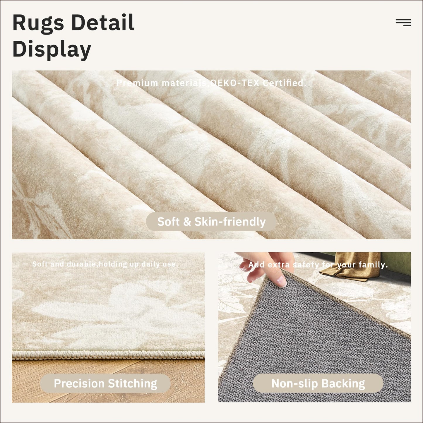 Soalmost Washable Runner Rug 2x8 – Hallway Oriental Floral Runner Rug with Non-Slip Soft Low Pile Neutral Thin Carpet Runner for Kitchen, Bathroom, Laundry Room, Bedroom, Entryway (2'x8',Beige)