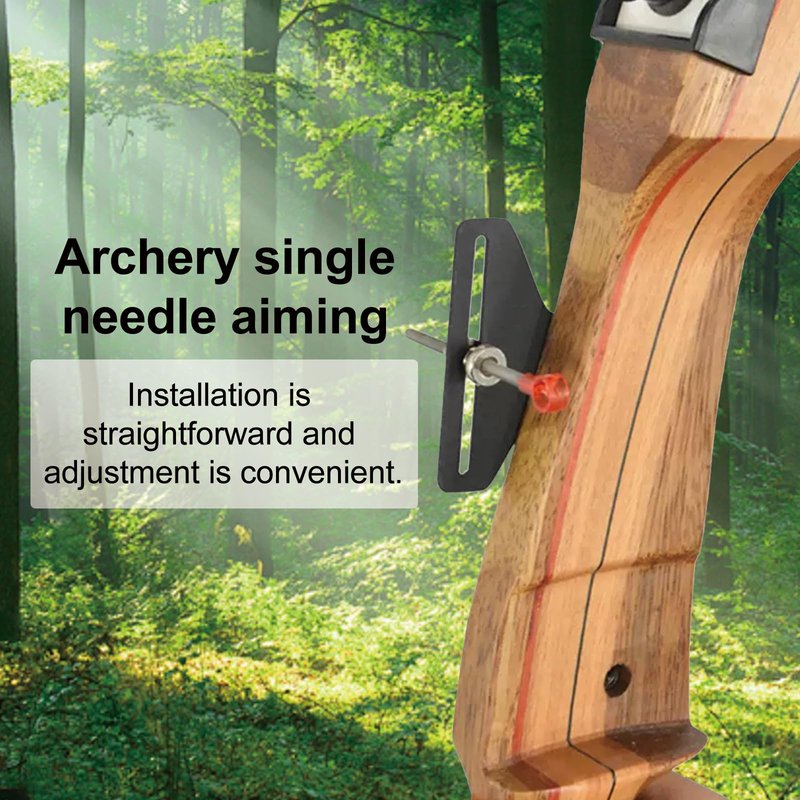 Archery Recurve Bow Sight Full Metal Needle Aim Recurve Simple Single Pin Bow Sight for Traditional Recurve Bows Aiming Practice Archery Beginner