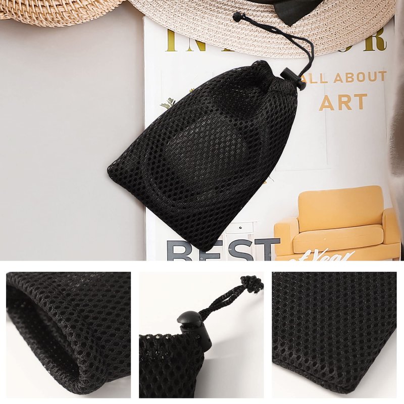 uxcell Nylon Mesh Drawstring Bag, 5 x 3.5 Inch Small Storage Pouch String Bags for Mini Stuff MP3 Charger Earphone Key, 3pcs Travel Kit Organizer for Lipstick Cosmetic Jewelry, Black