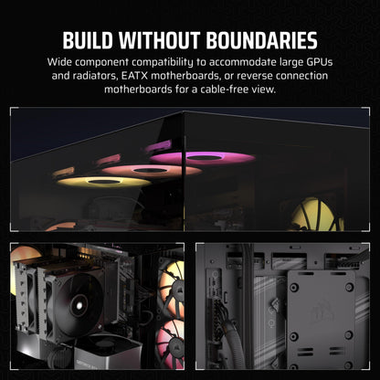 CORSAIR 3500X ARGB Mid-Tower ATX PC Case – Panoramic Tempered Glass – Reverse Connection Motherboard Compatible – 3x CORSAIR RS120 ARGB Fans Included – Black