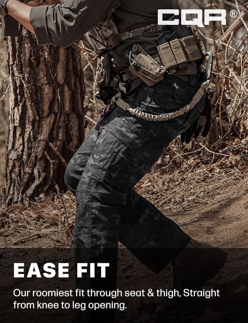 CQR Men's Tactical Pants - Water Resistant Ripstop Cargo Design | Lightweight EDC Hiking Gear