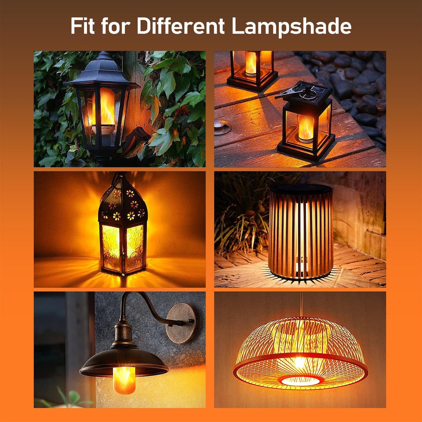 Vicstone Upgraded LED Flame Light Bulbs, 4-Mode Flickering Light Bulbs with Upside Down Effect, E26 Fire Light Bulb for Porch Party Patio Home Halloween Christmas Indoor Outdoor - 2 Pack