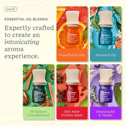 Lifelines Essential Oil Blends, Pure Joy 5-Pack - Blended Essential Oils with Precision Pump for Aromatherapy Diffusers - Long-Lasting Scented Fragrance